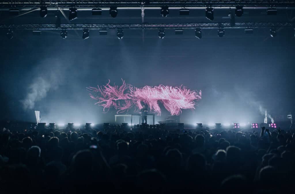 Público ante un escenario durante un evento de música electrónica